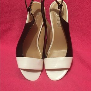 Black and white dress sandals. Size 7.5